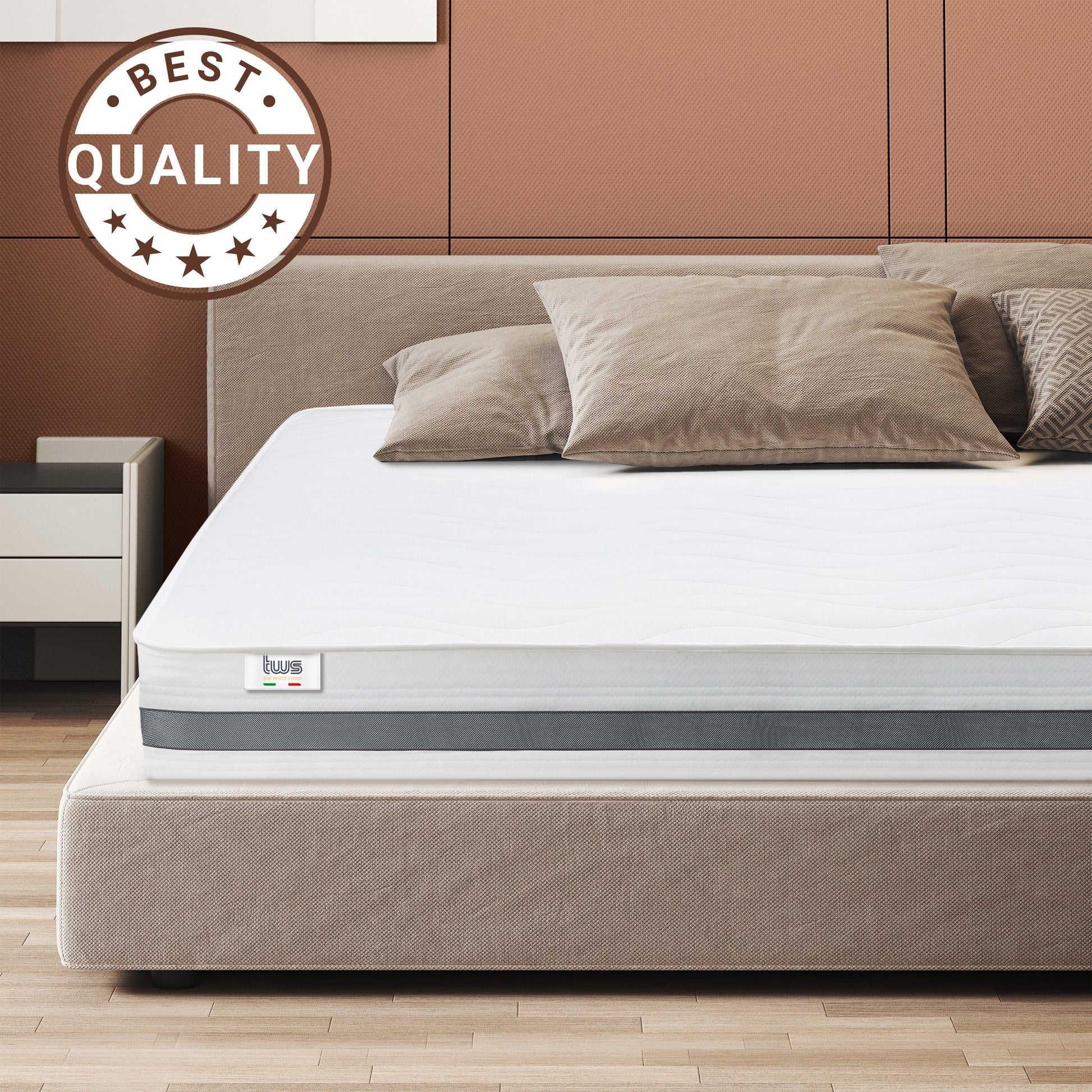 The White Stone Orthopedic Mattress 80 x 190 cm | Height 25 cm | 3D Air Cover in Hypoallergenic and Anti-Mite Fiber | 7 Thermosensitive Differentiated Zones