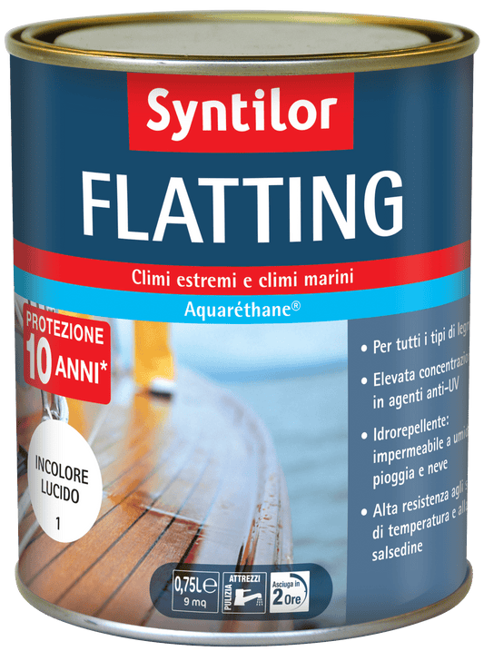 Bricocenter SYNTILOR BRIGHT COLORLESS WATER-BASED FLATTING PROTECTIVE WOOD PAINT 750 ML