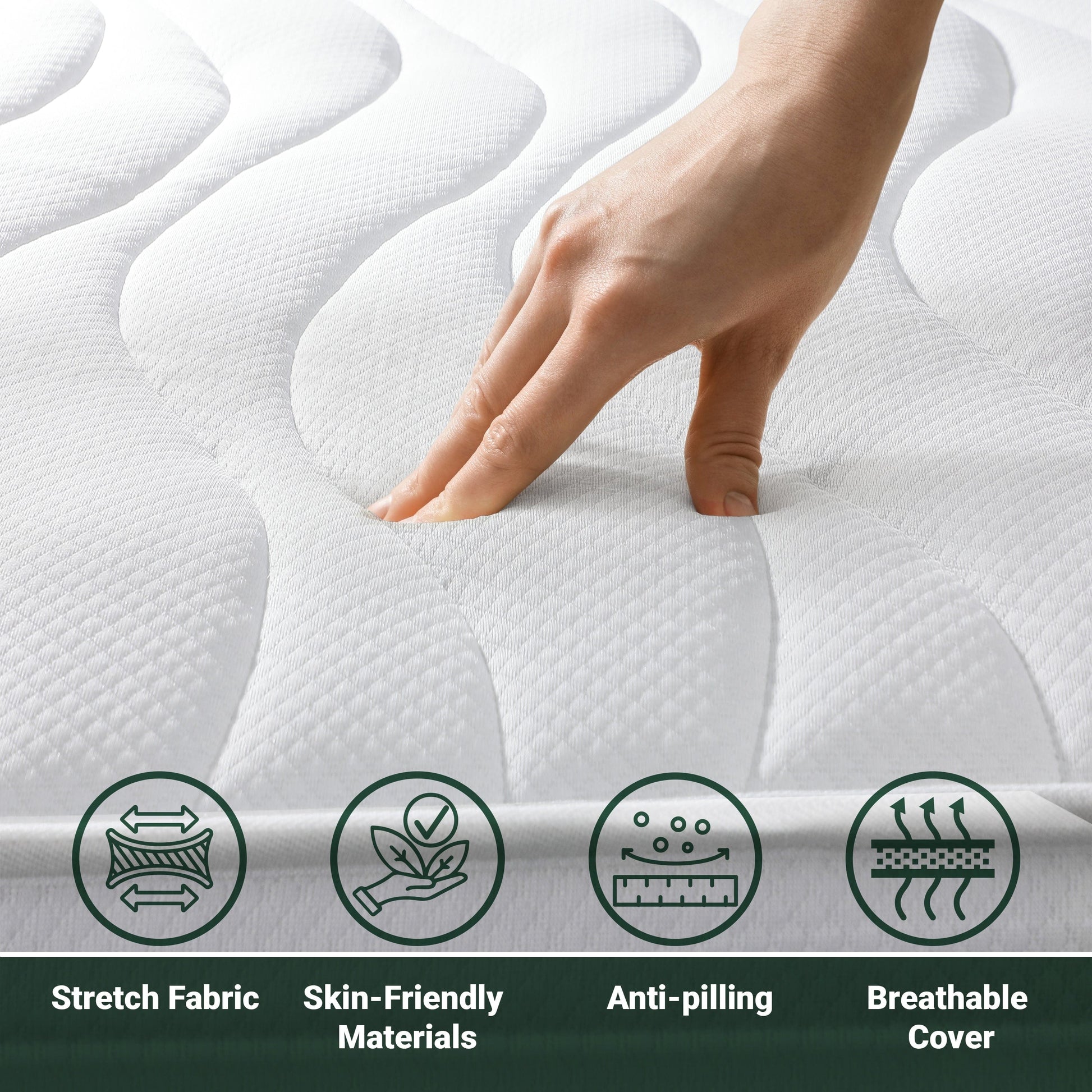 The White Stone Orthopedic Mattress 80 x 190 cm | Height 16 cm | 3D Air Cover in Hypoallergenic and Anti-Mite Fiber | 7 Thermosensitive Differentiated Zones