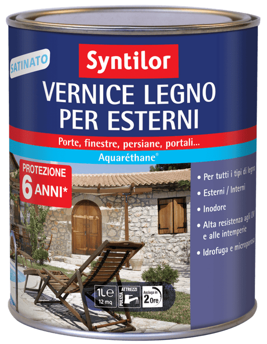 Bricocenter WATER BASED COLORLESS SATIN HIGH PROTECTION SYNTILOR WATER BASED WOOD PROTECTIVE PAINT 1 LT