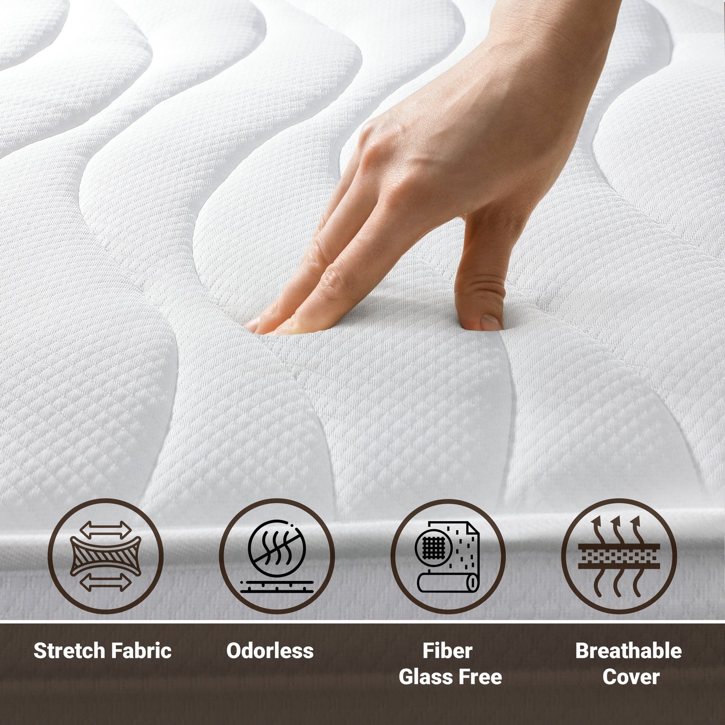 The White Stone Pocket Spring Mattress with Self-Molding Waterfoam 80 x 190 cm | Height 20 cm | Medium-Firm, Orthopedic | Hypoallergenic, Anti-Mite, and Antibacterial Cover