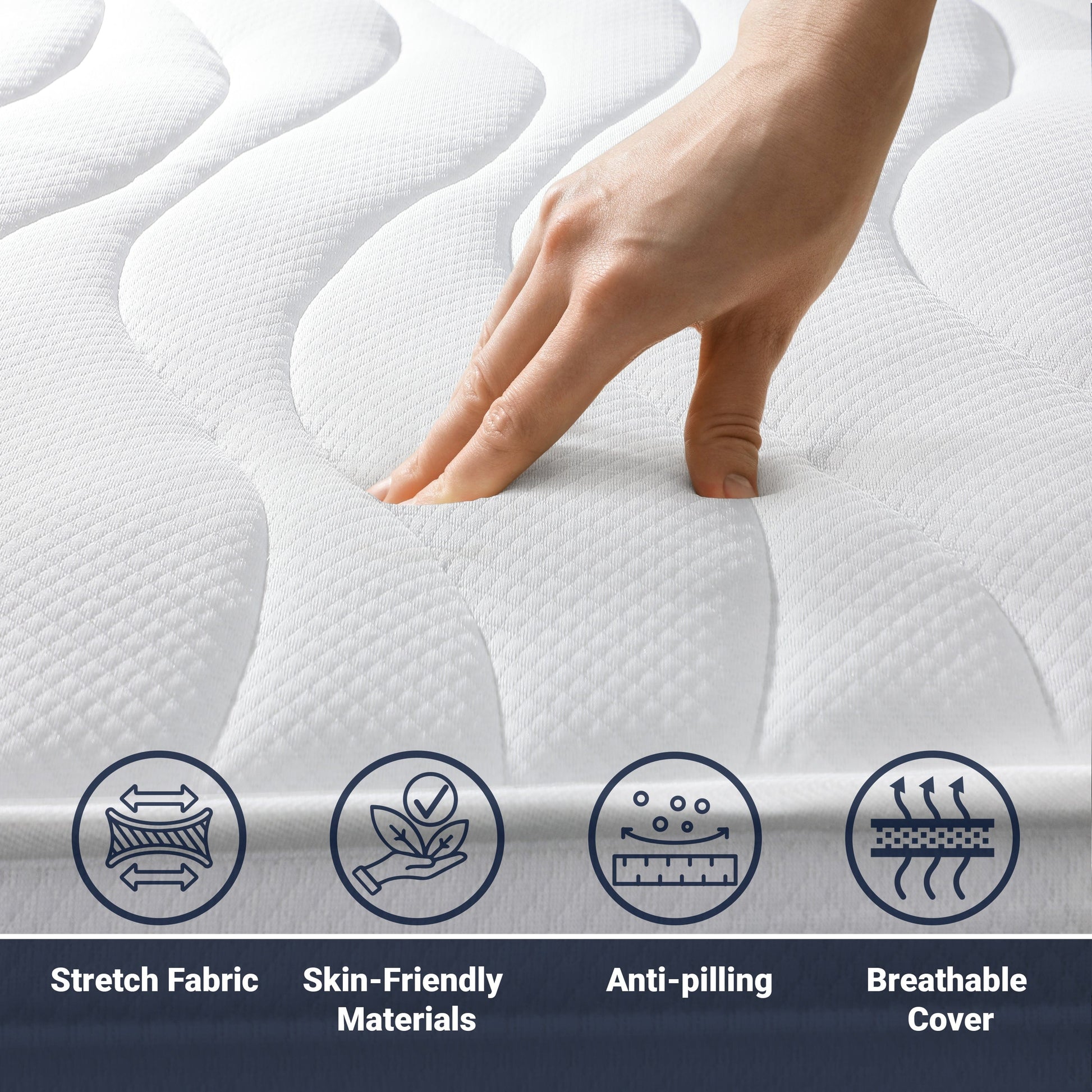 The White Stone Orthopedic Mattress 80 x 190 cm | Height 20 cm | 3D Air Cover in Hypoallergenic and Anti-Mite Fiber | 7 Thermosensitive Differentiated Zones