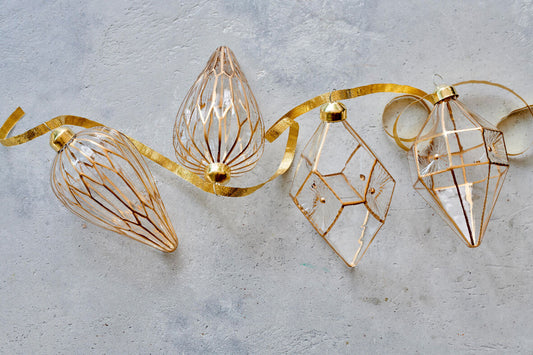 Gold and clear glass ornament, height 12 cm