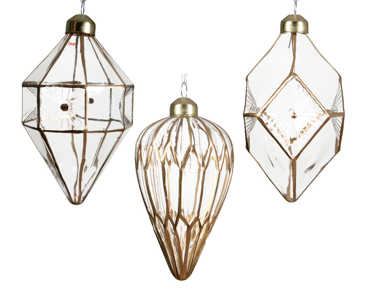 Gold and clear glass ornament, height 12 cm