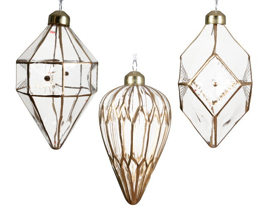 Gold and clear glass ornament, height 12 cm