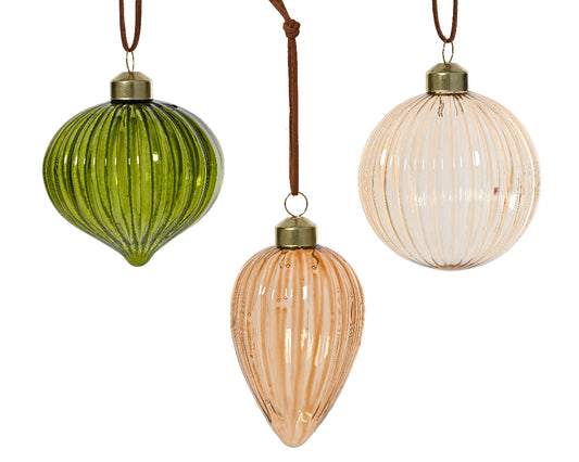 Glass Christmas bauble – 3 assorted shapes, 8 cm