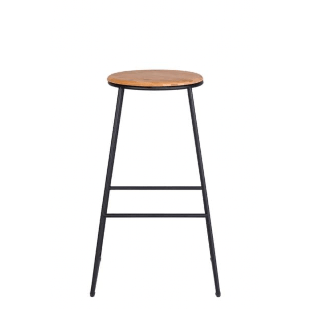 Casa GIULIA Black bar stool, natural, H 70 x W 42 cm - Ø 31 cm