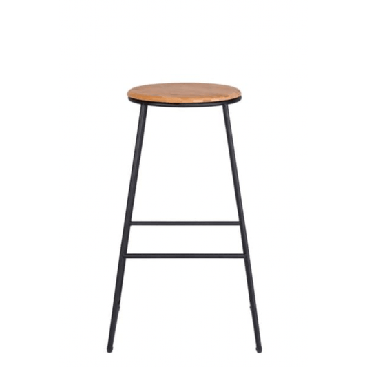 Casa GIULIA Black bar stool, natural, H 70 x W 42 cm - Ø 31 cm