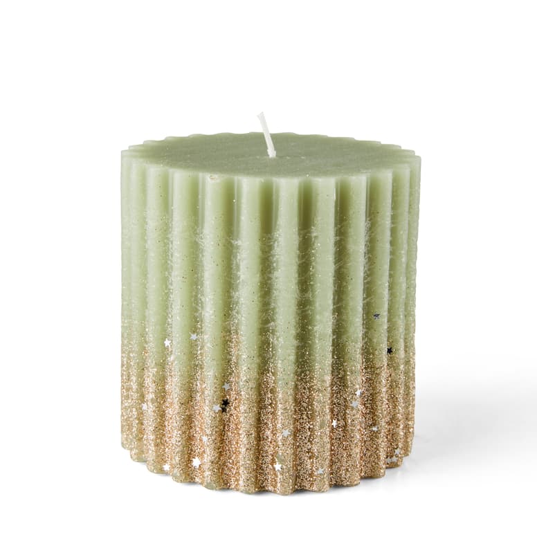 FLOWY CANDLE GLITTER 10CM GREN