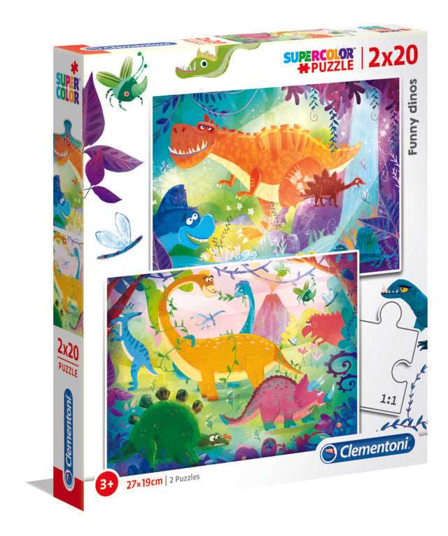 2 20 Piece Jigsaw Puzzles Funny Dinos - best price from Maltashopper.com CLM24755