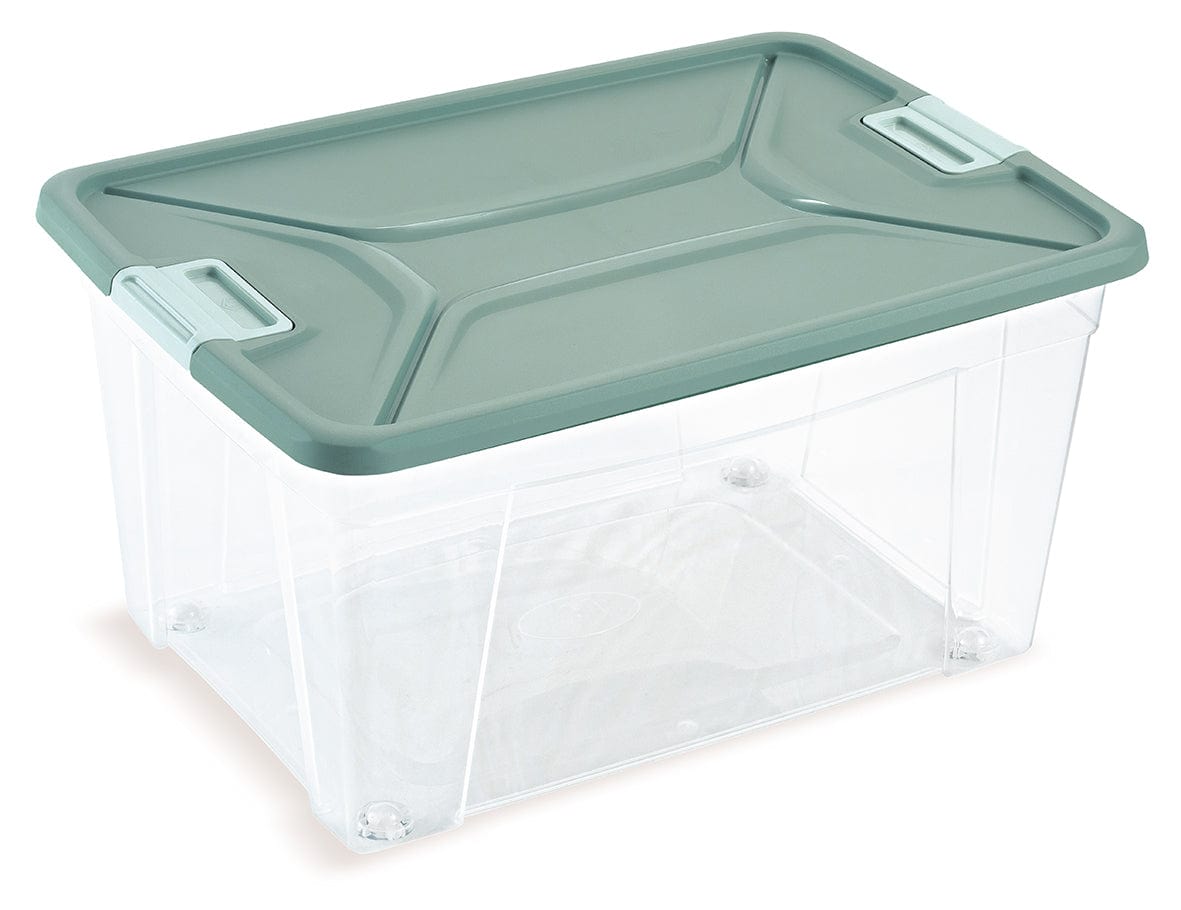 Bricocenter SET 3CONTAINERS ROLL BOX LT45 L59XP39XH31 WITH LID WITH CLIPS ASSORTED COLORS AND WHEELS