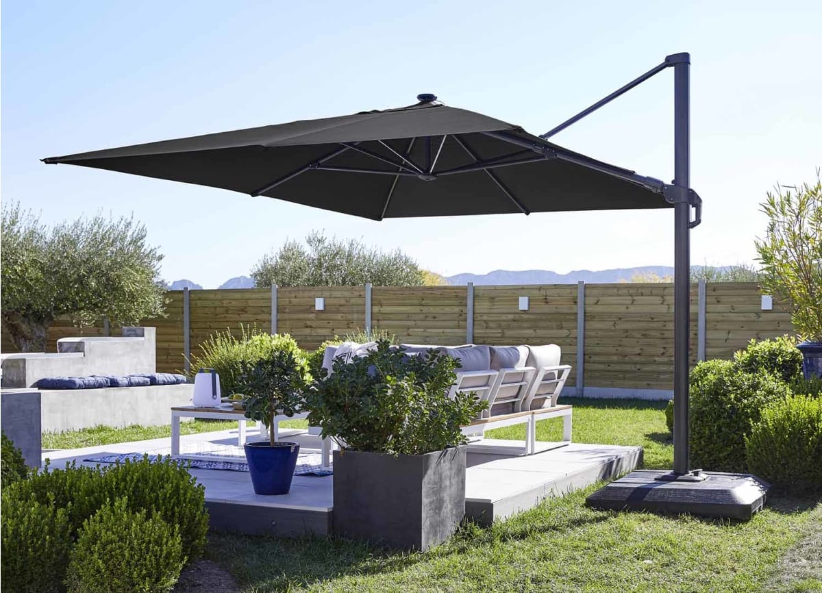 Bricocenter NATERIAL SONORA 280X390 OFF-CENTRE ALUMINIUM PARASOL WITH LED LIGHT