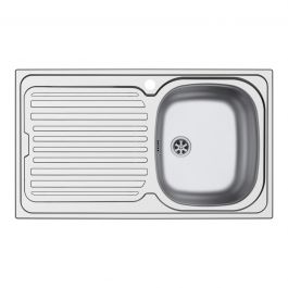FLUSH-UP SINK L86x50P 1/V LEFT DRAIN RIGHT + SINK 3.5 AND STAINLESS STEEL FIXING HOOKS