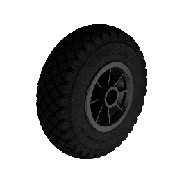 PLASTIC AND SOLID RUBBER ANTI-PUNCTURE WHEEL FOR TROLLEY DIAMETER 260MM, LOAD 175KG