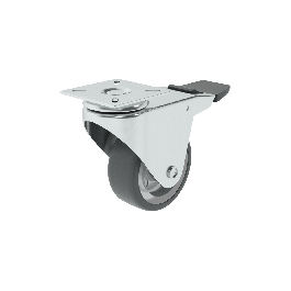 60MM DIAMETER LIGHT WHEEL WITH BRAKE WITH PLATE