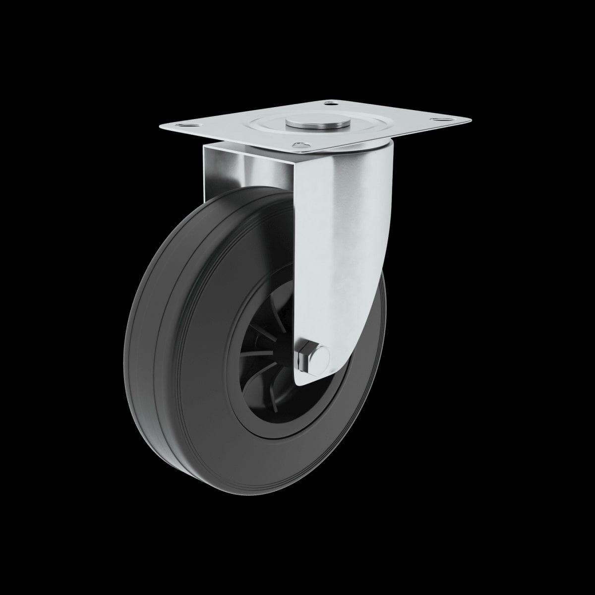 125MM DIAMETER SWIVEL RUBBER WHEEL WITH PLATE