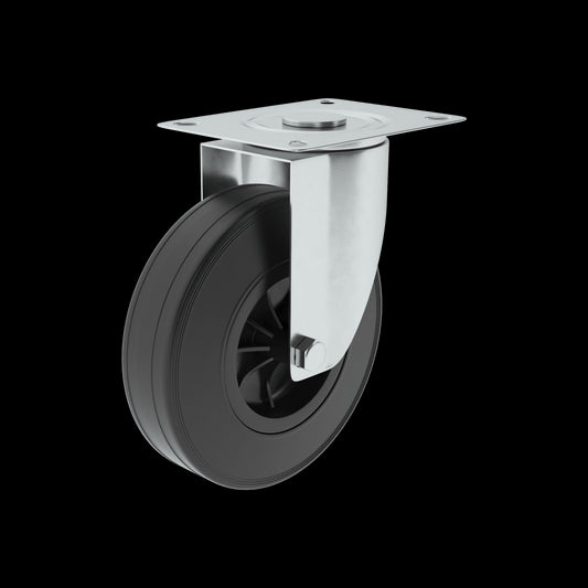 125MM DIAMETER SWIVEL RUBBER WHEEL WITH PLATE