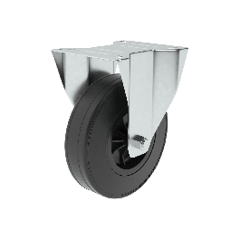 125MM DIAMETER FIXED RUBBER WHEEL WITH PLATE