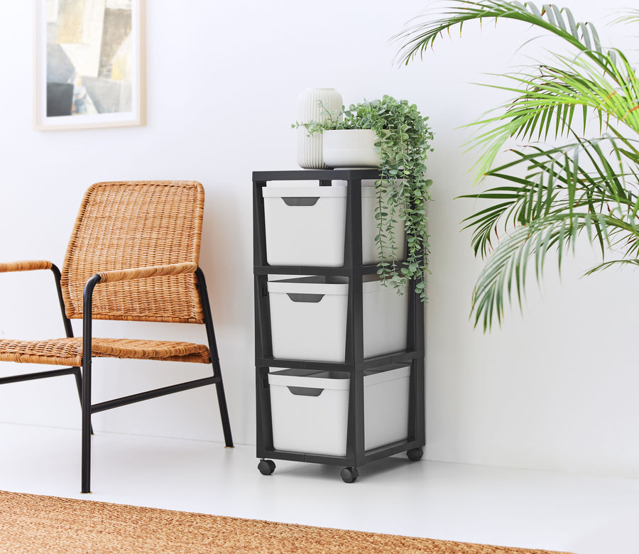 3-drawer chest, 16 litres, with wheels, Jive white, 38.5 x 28.6 x 37.9 cm