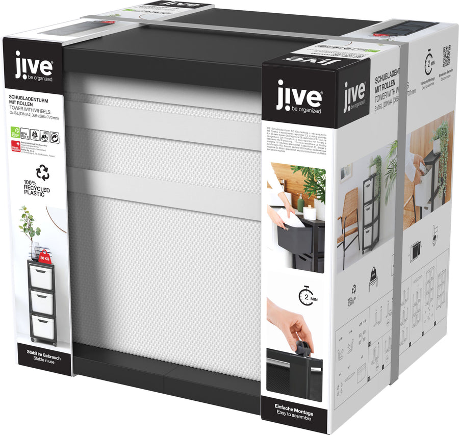 3-drawer chest, 16 litres, with blue Jive castors, 38.5 x 28.6 x 37.9 cm