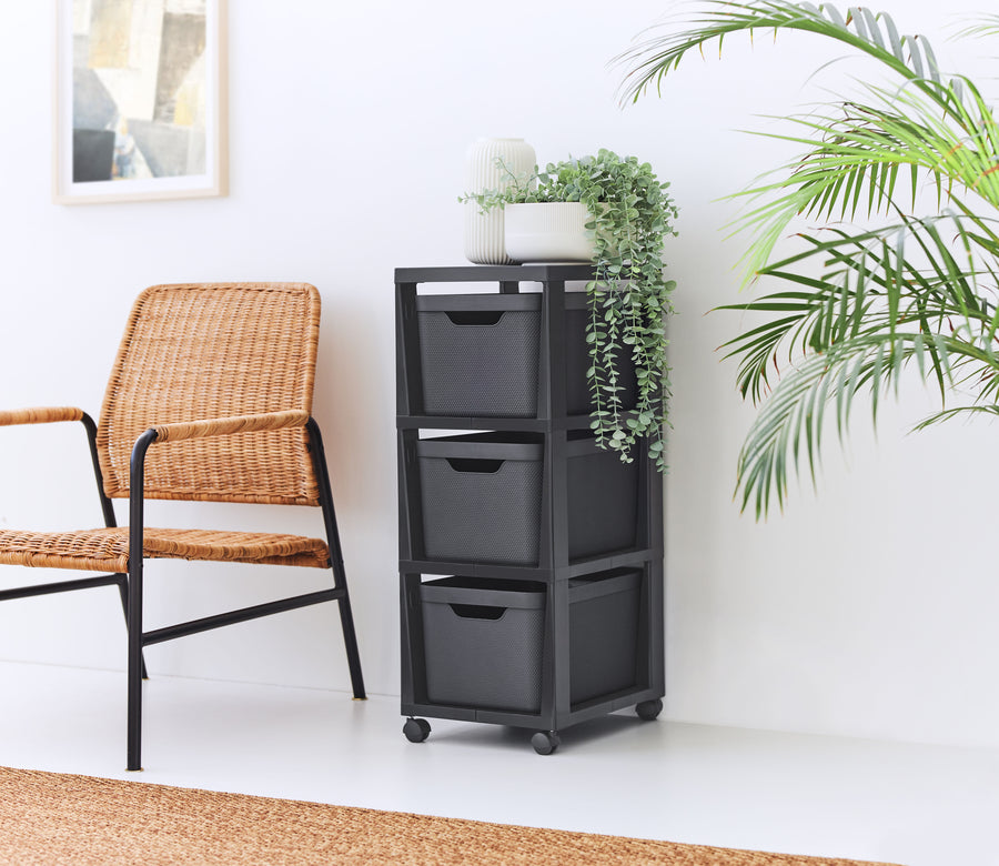 3-drawer chest, 16 litres, with wheels, Jive green, 38.5 x 28.6 x 37.9 cm