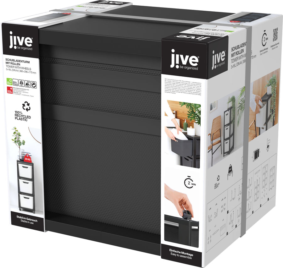 3-drawer chest, 16 litres, with wheels, Jive green, 38.5 x 28.6 x 37.9 cm
