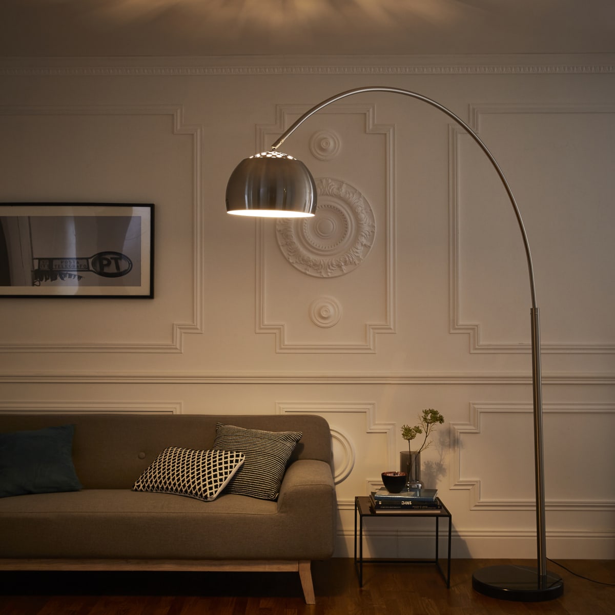FLOOR LAMP BIG SOFA METAL NICKEL H210 CM E27=60W