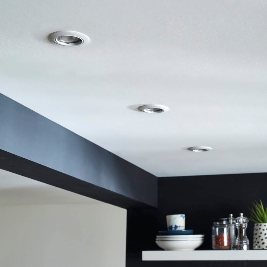Bricocenter 3 RECESSED SPOTLIGHTS CLANE ALUMINIUM WHITE D7.5 CM GU10=6W WARM LIGHT ADJUSTABLE