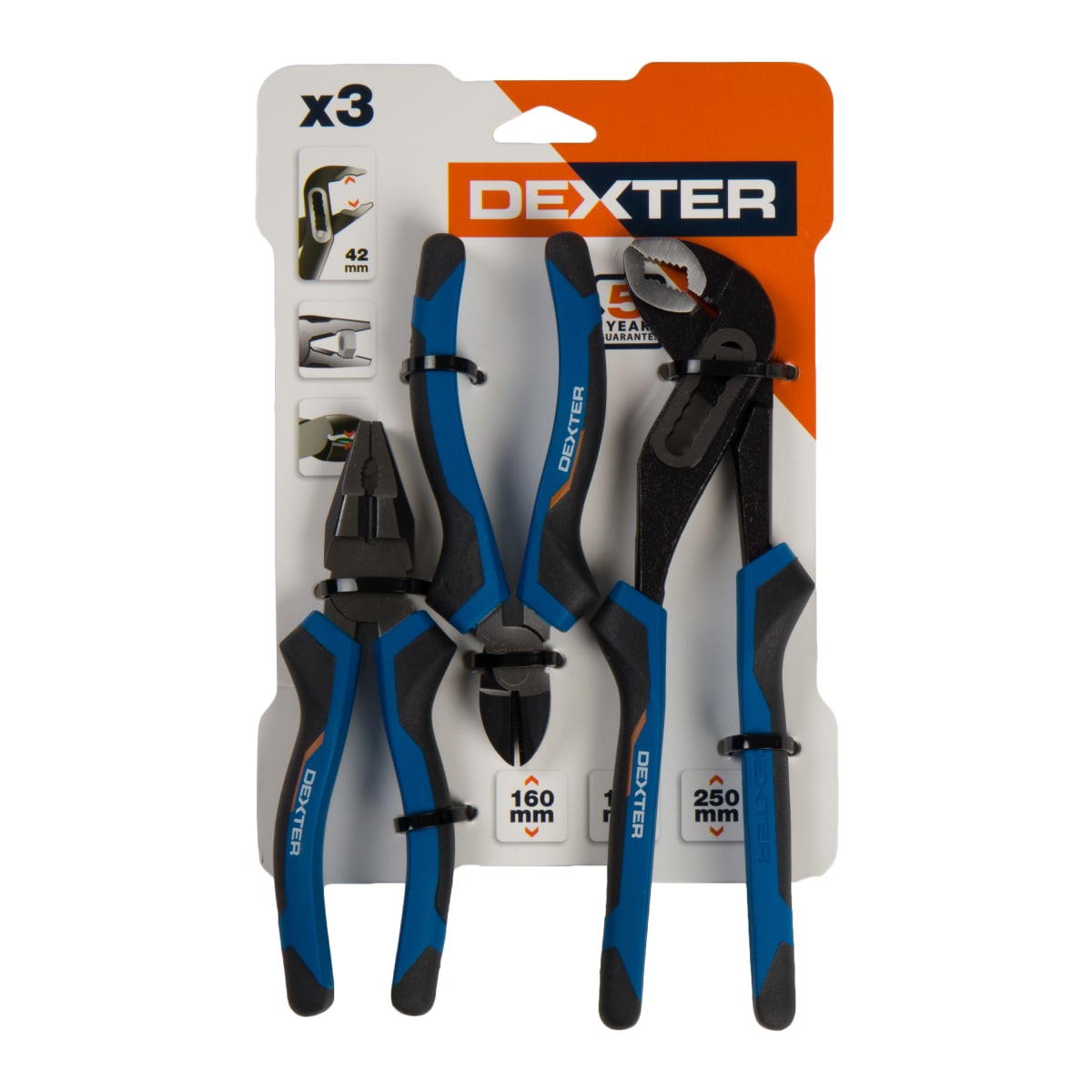 3-PIECE SET PLIERS, PINCERS, DEXTER PARROT