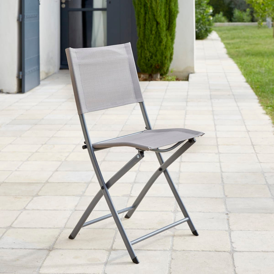 Bricocenter EMYS NATERIAL FOLDING CHAIR STEEL TEXTILENE SEAT GREY 42X52XH83