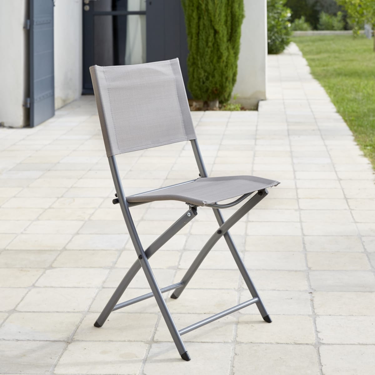 EMYS NATERIAL FOLDING CHAIR STEEL TEXTILENE SEAT GREY 42X52XH83