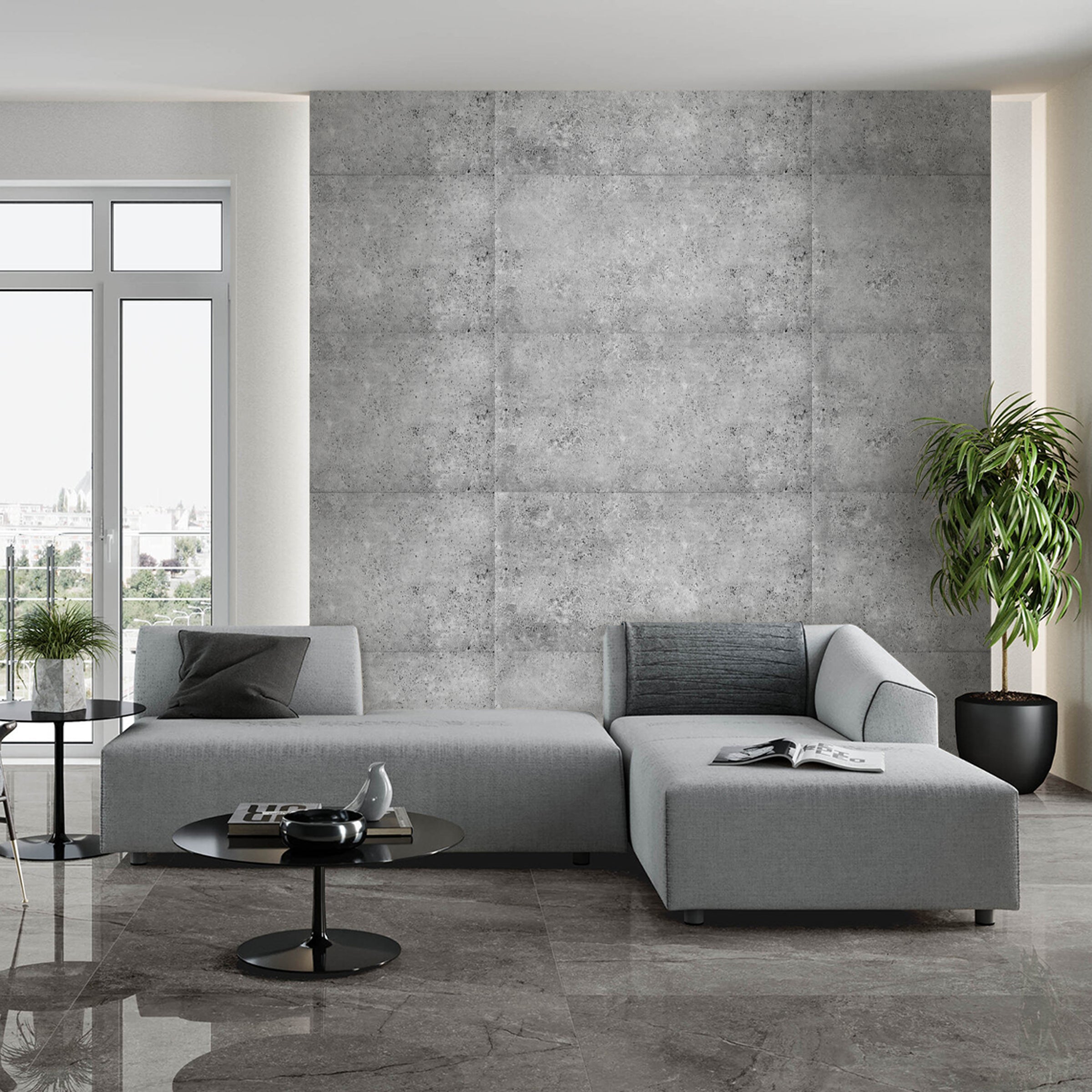 8 DECORATIVE POLYSTYRENE PANELS FOR WALL 50X50CM BETON GREY 2SQM
