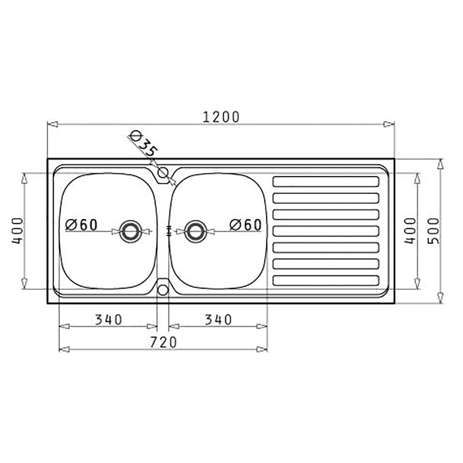 Bricocenter LAVELLO APPOGGIO L120xP50 2/V DX GOCCIOLATOIO SX PILETTA 2 GANCI FISS INOX