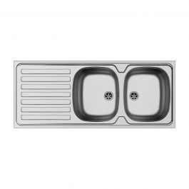 SINK SINK L120xP50 2/V RIGHT DRAIN LEFT DRAIN 2 HOOKS FISS STAINLESS STEEL