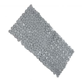 NON-SLIP BATH MAT W71 D36 CM GREY VINYL STONES