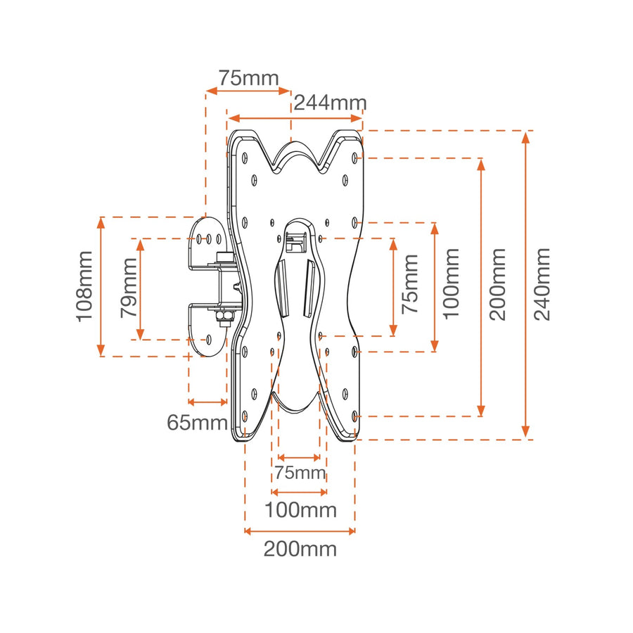 WALL MOUNT TV ROTATING SUPPORT FOR SCREENS