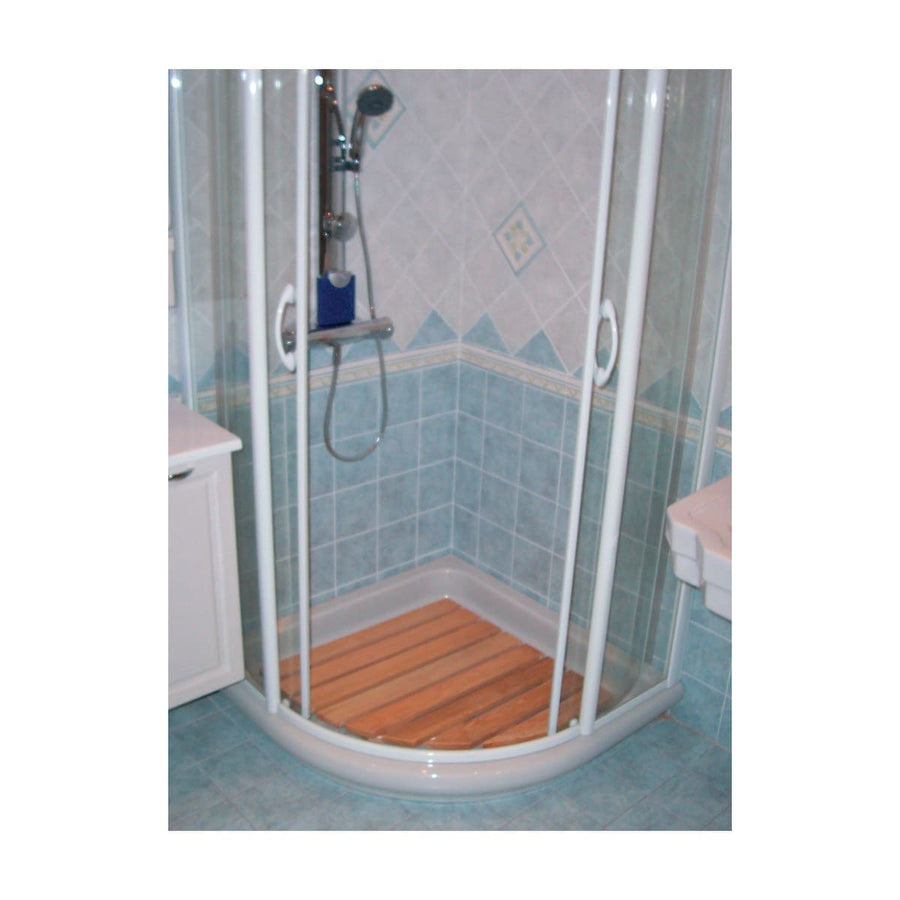 Bricocenter SEMI-CIRCULAR CORNER SHOWER TRAY L 63 P 63 H 4,3 CM LARCH PEFC