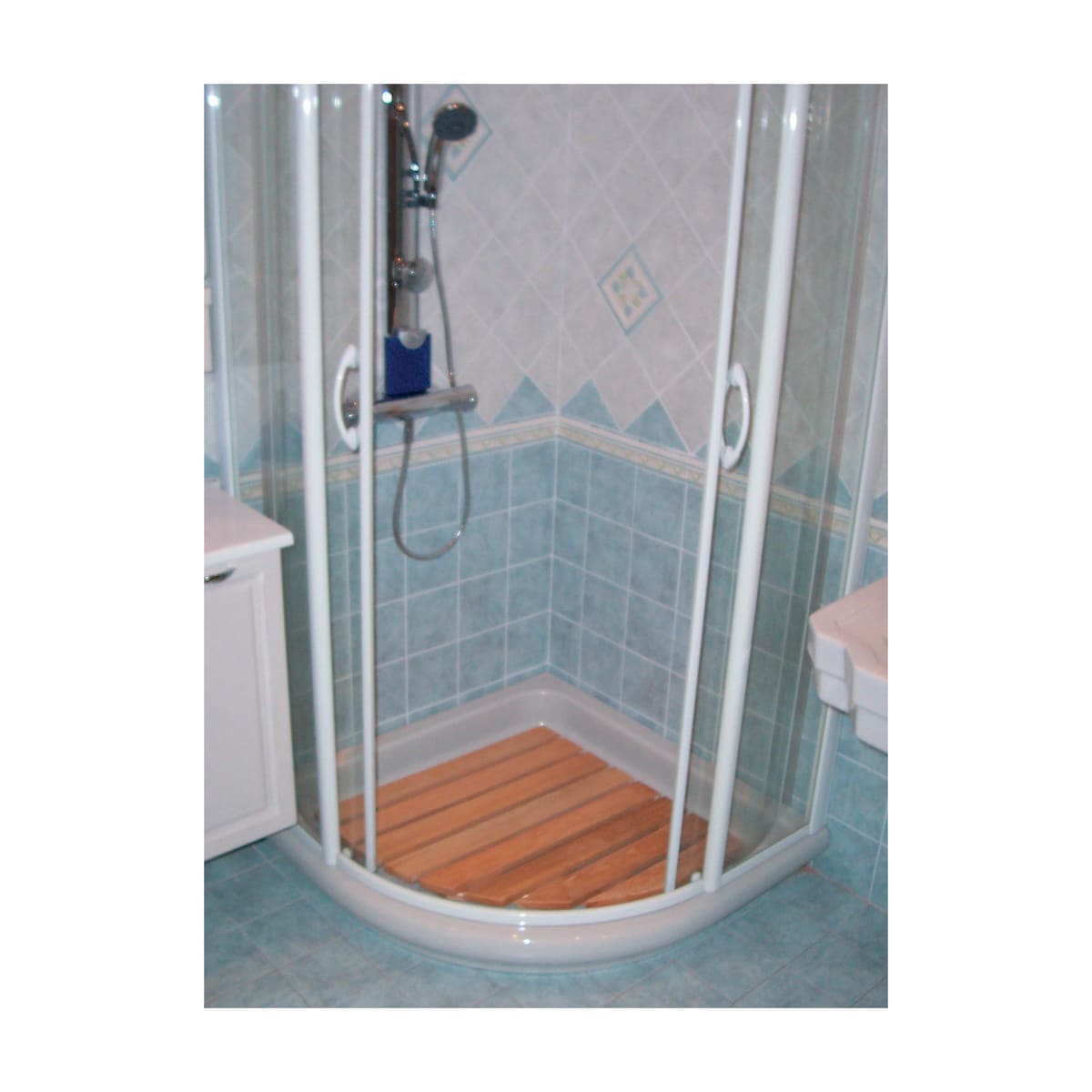 Bricocenter SEMI-CIRCULAR CORNER SHOWER TRAY L 63 P 63 H 4,3 CM LARCH PEFC