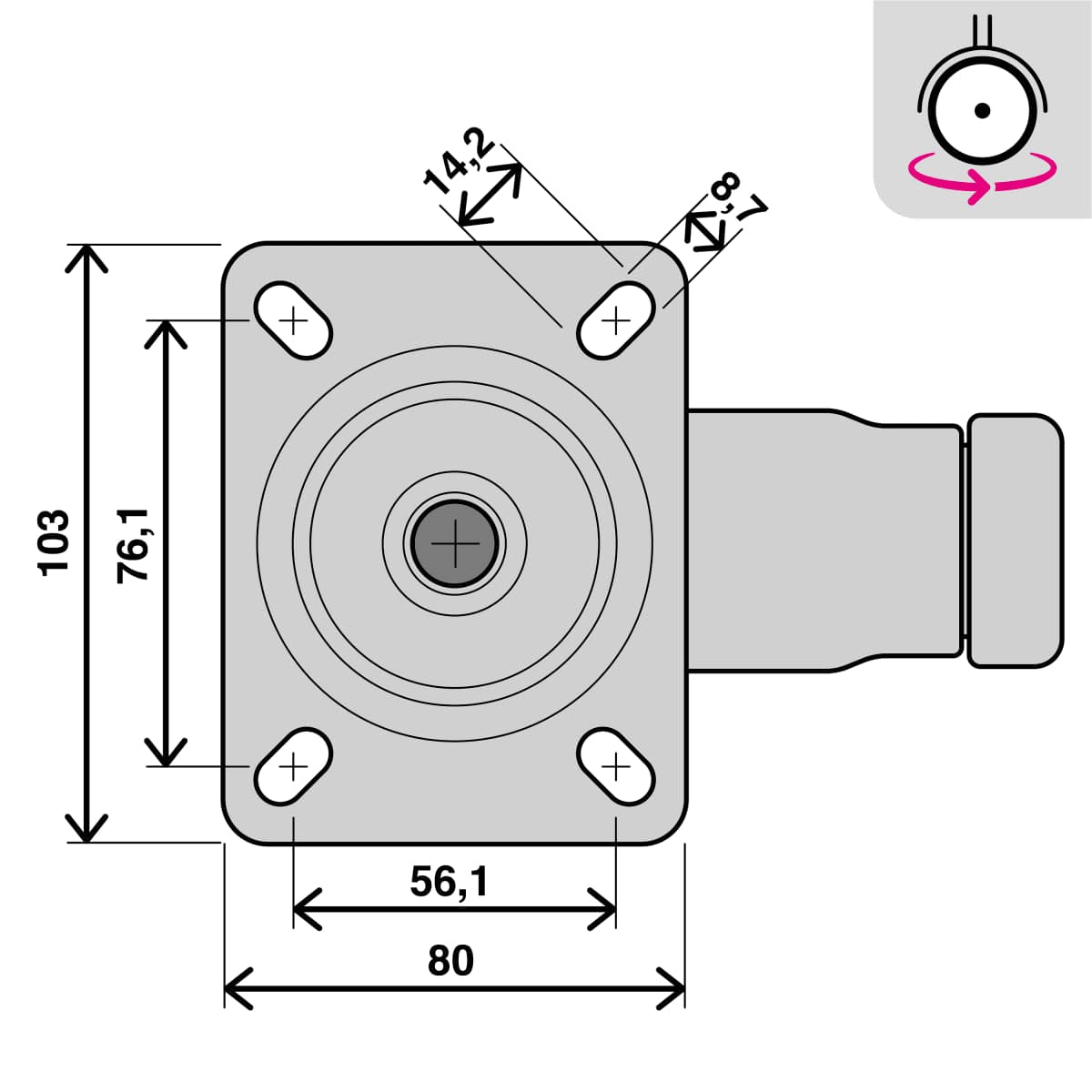 Bricocenter NON-SLIP WHEEL WITH BRAKE 125MM