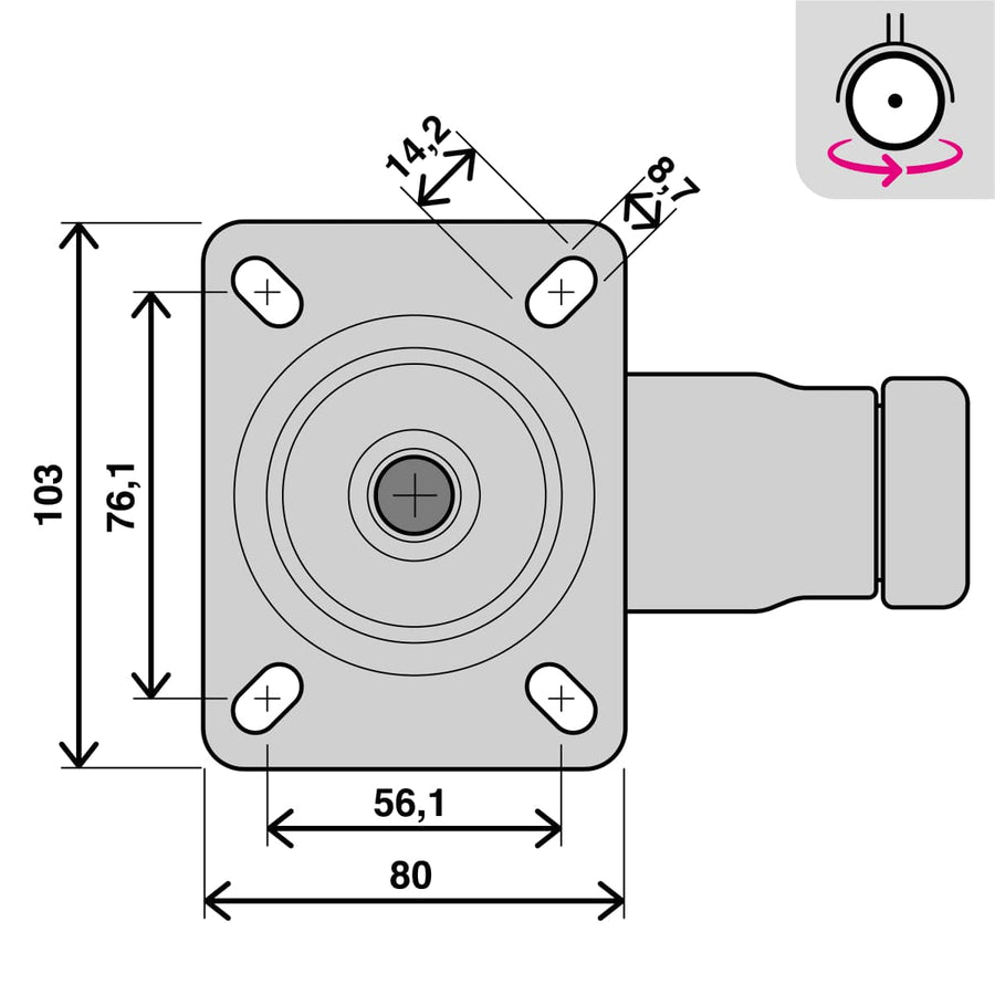 Bricocenter NON-SLIP WHEEL WITH BRAKE 125MM