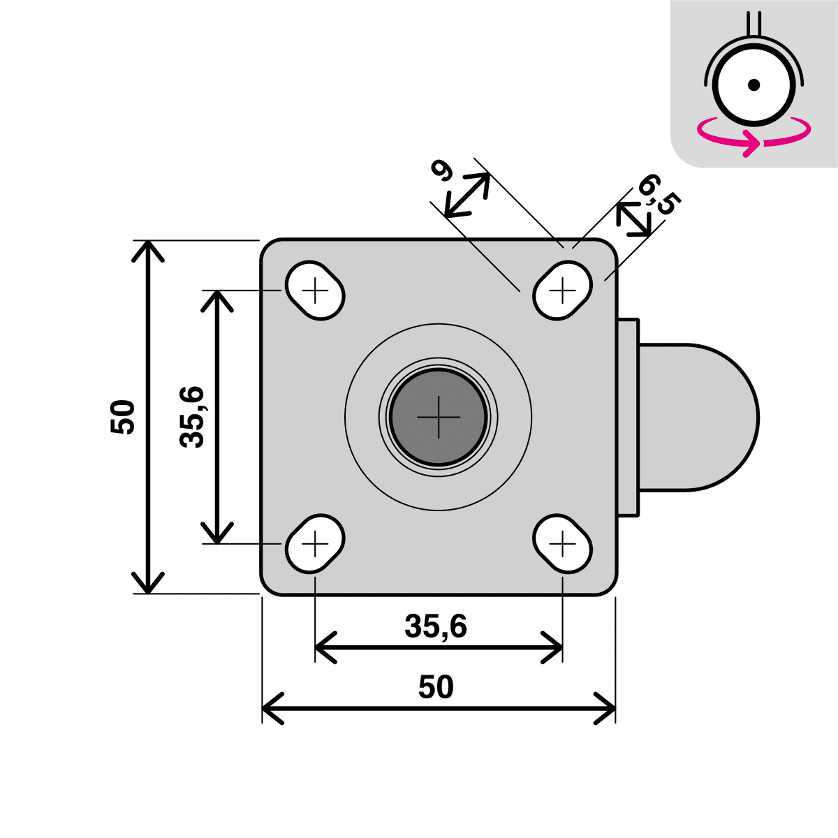 50 MM LIGHT TRANSPARENT WHEEL WITHOUT BRAKE WITH PLATE