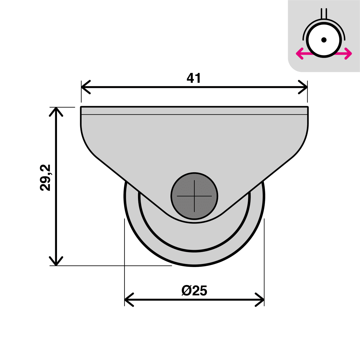 LIGHTWEIGHT 25 MM WHEELS WITHOUT BRAKE, 4 PIECES
