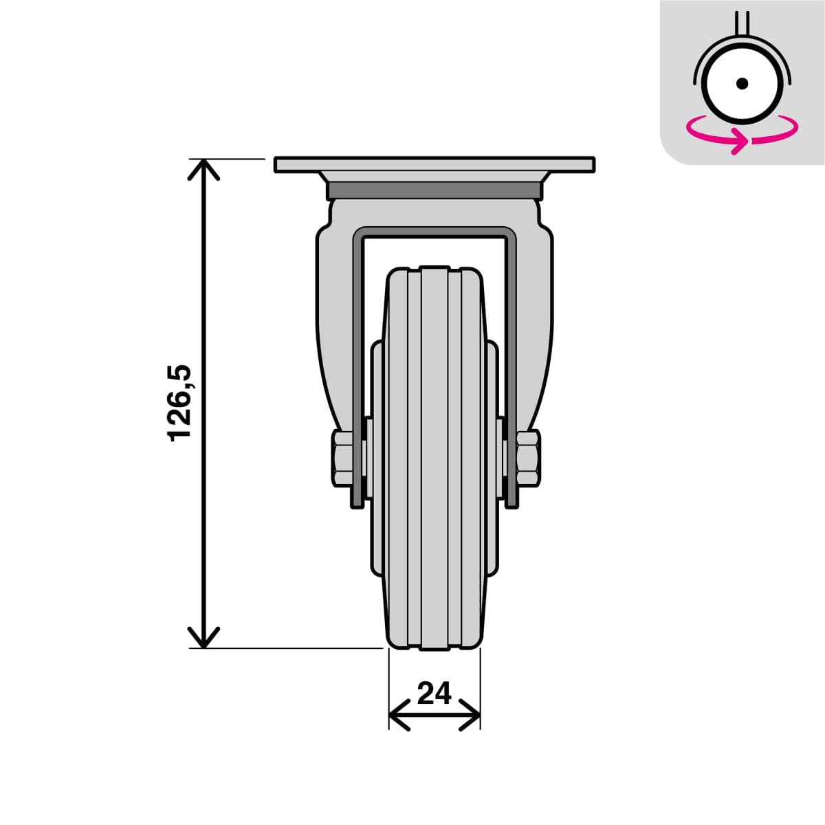 Bricocenter NON-SLIP WHEEL WITH BRAKE 100MM