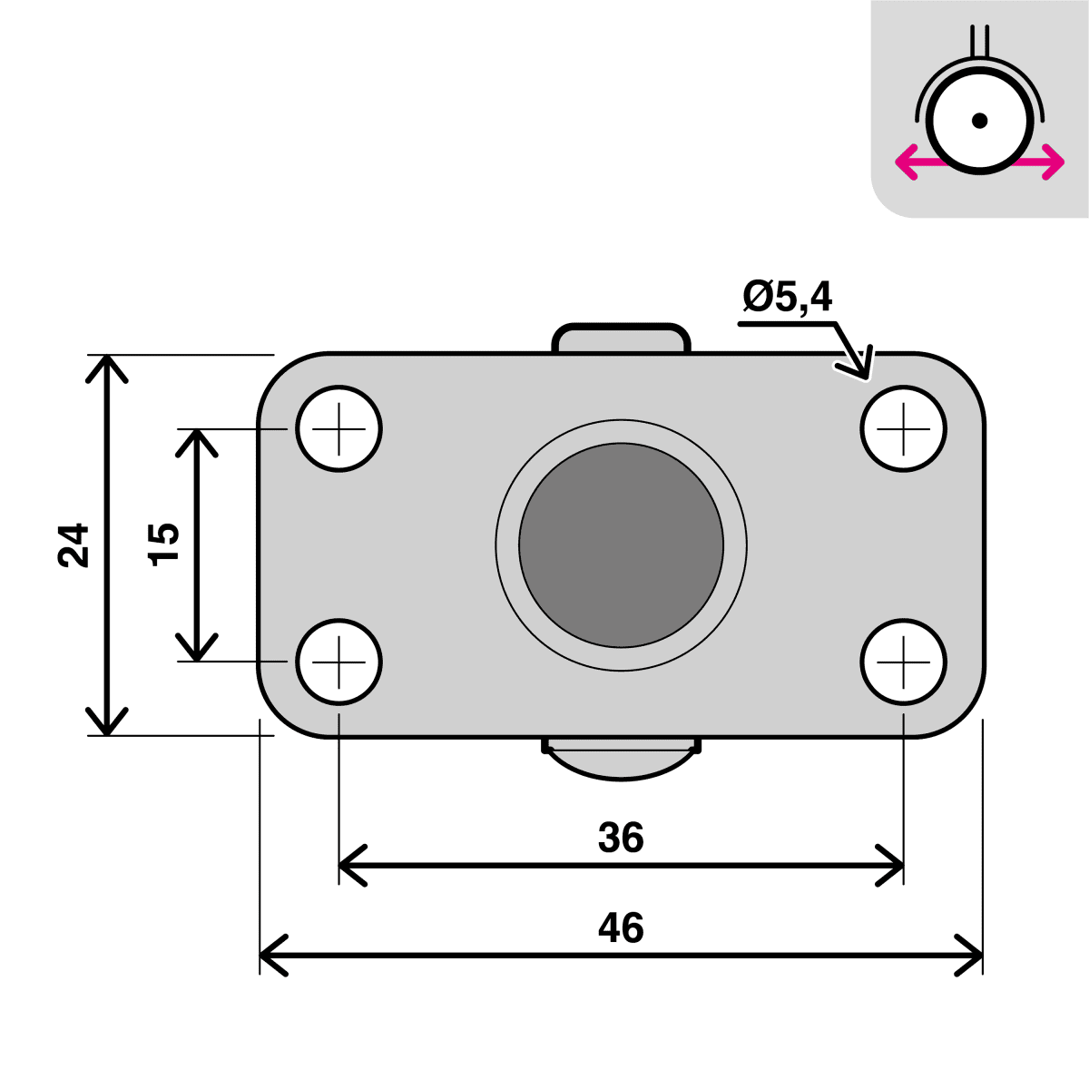 40 MM DIAMETER NYLON AND RUBBER WHEEL. S