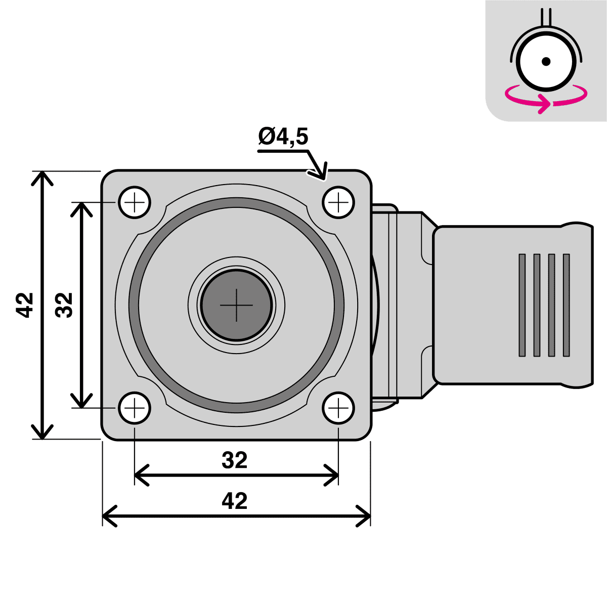 35 MM TRANSPARENT LIGHT WHEEL WITH BRAKE AND PLATE