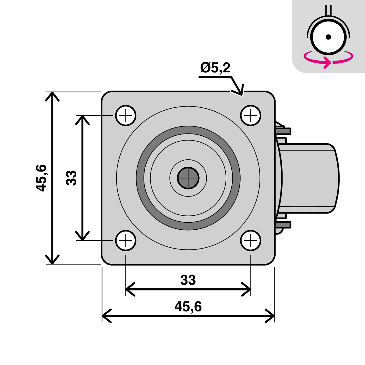 SWIVEL WHEEL DIAMETER 40 MM GALVANISED SUPPORT WITH PLATE