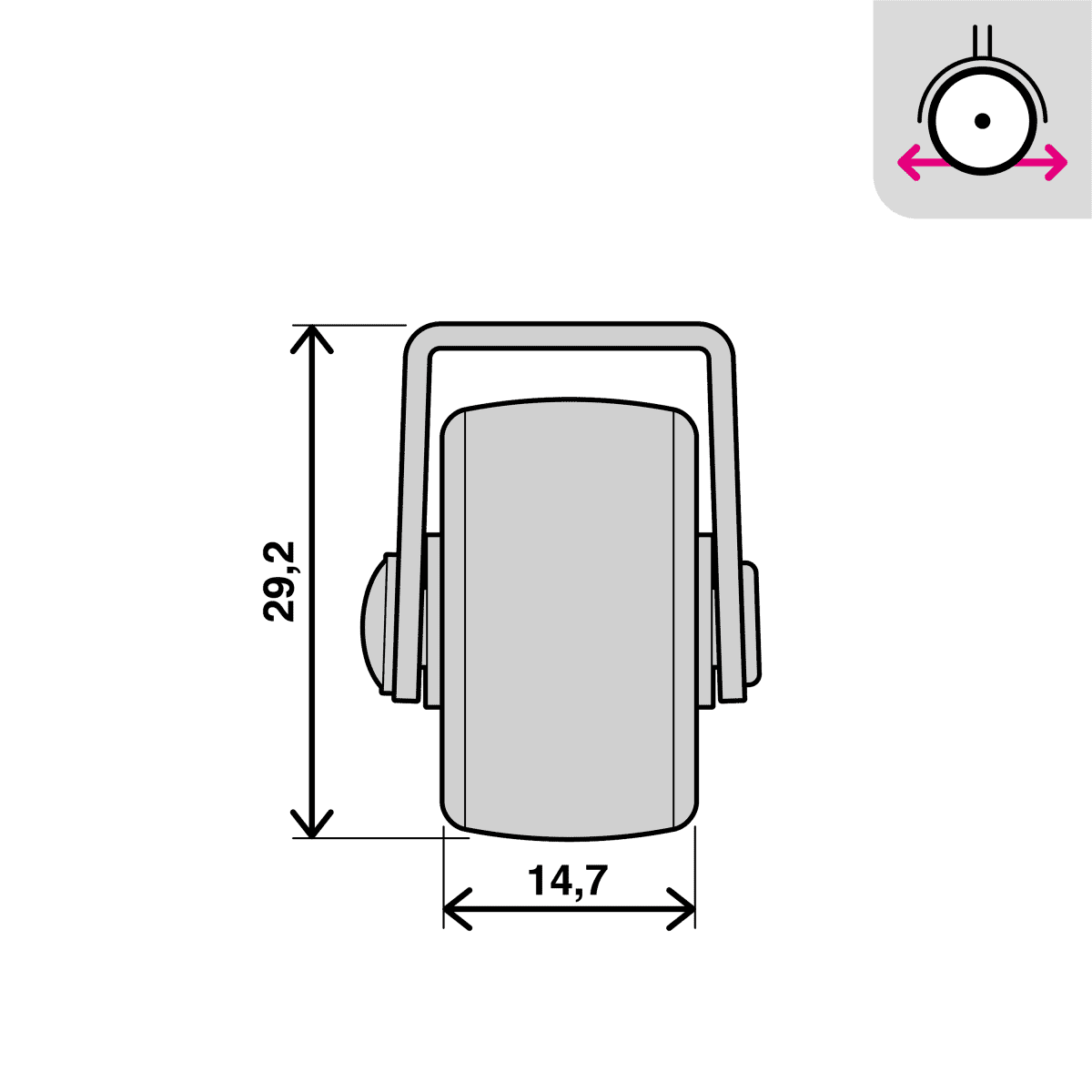 25 MM DIAMETER NYLON AND RUBBER WHEEL, FIXED SUPPORT