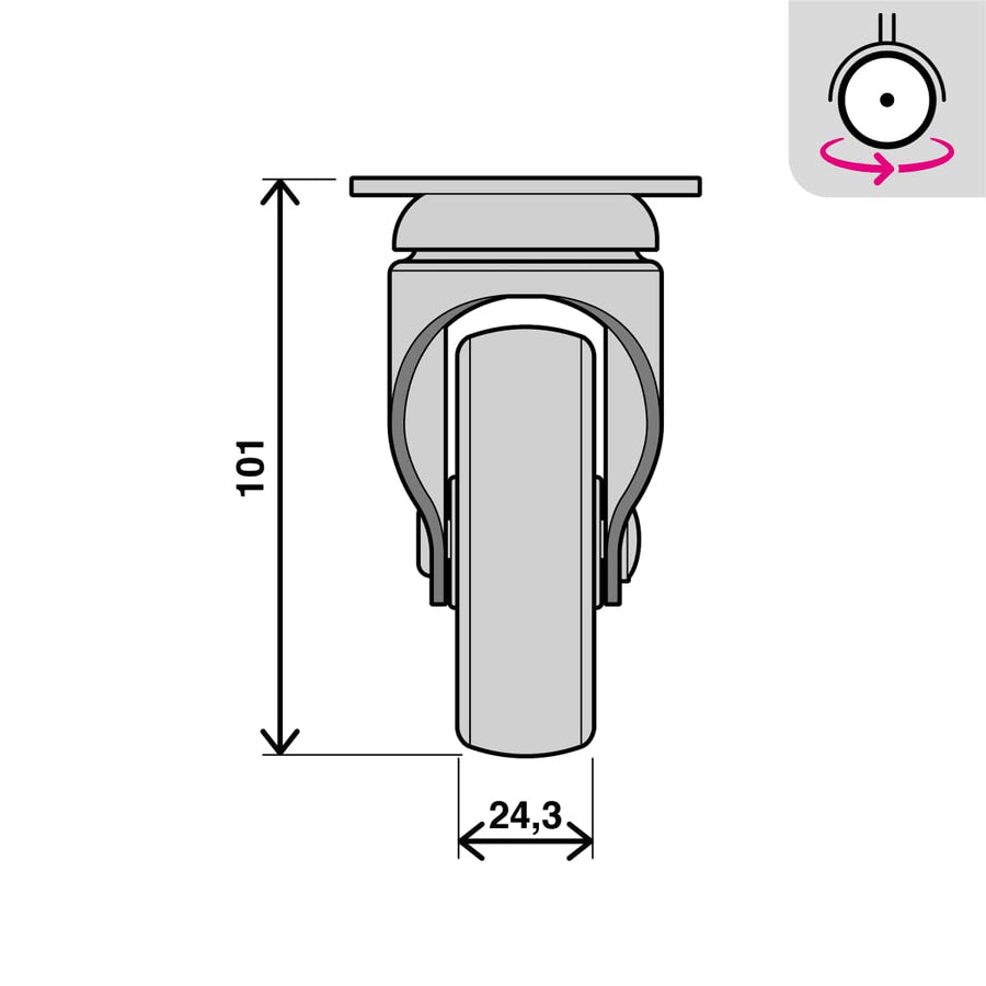 Bricocenter 60MM DIAMETER LIGHT WHEEL WITH BRAKE WITH PLATE