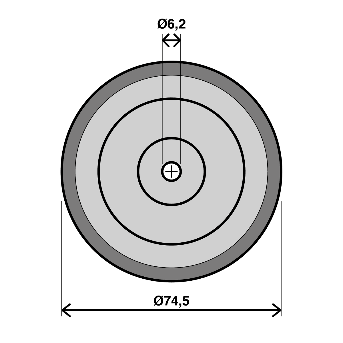 WHEEL WITH POLYPROPYLENE CORE DIAMETER 80 MM, LOAD 100 KG