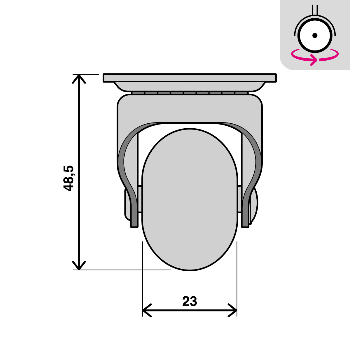 35 MM TRANSPARENT LIGHT WHEEL WITH BRAKE AND PLATE